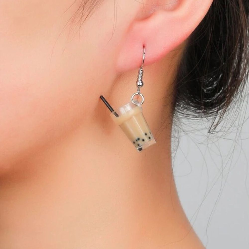 Iced Coffee / Boba Milk Tea Earrings - Picture 3 of 4